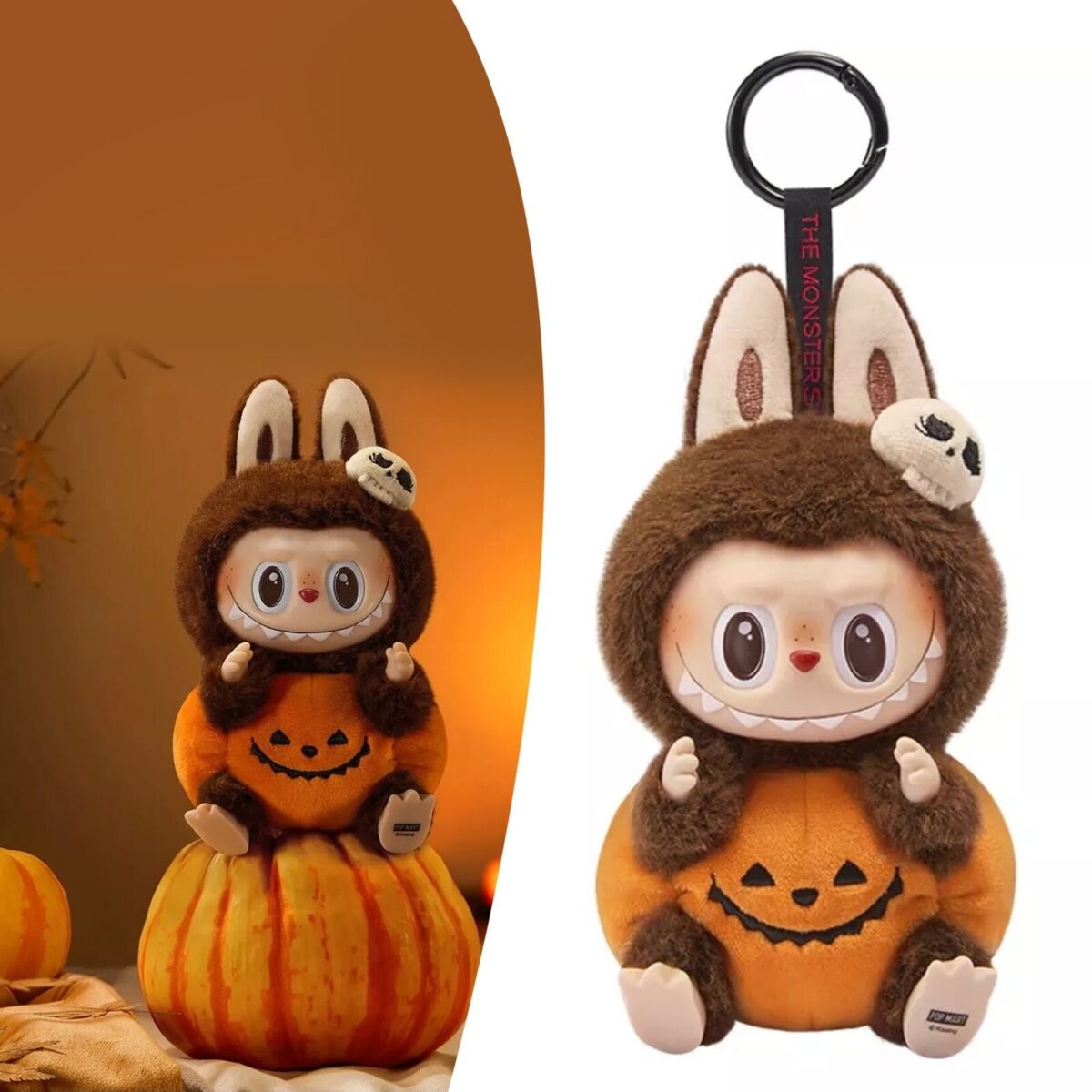 Labubu Happy Halloween Party Series-Sitting Pumpkin Vinyl Plush Pendant